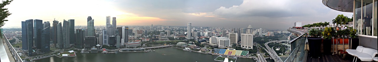Panorama View vom Marina Sands Bay in Singapur